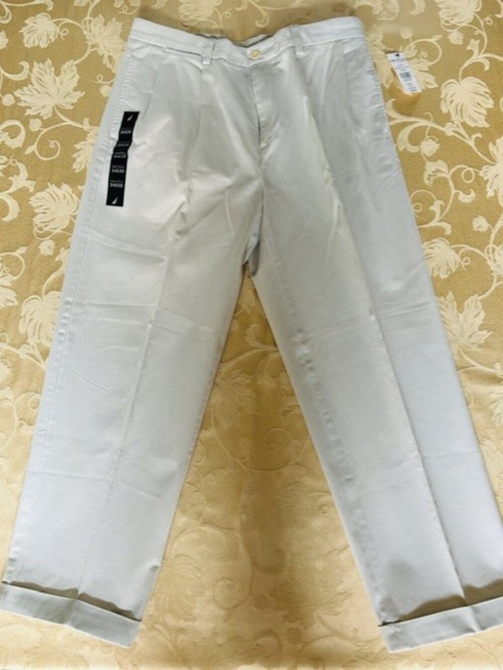 NWT Nautica Rigger Classic Fit Pants Men’s 34x30 Khaki Double Pleat - Picture 5 of 6